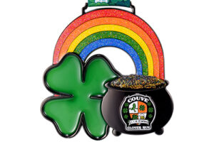 Rainbow running a medal